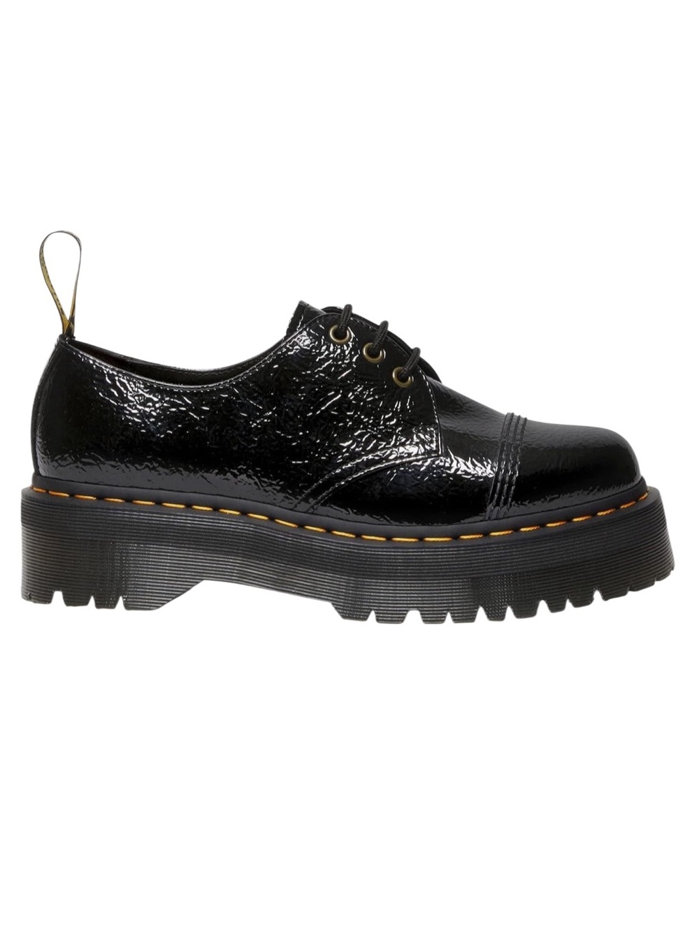 NEW Dr. Martens 1461 Quad TC black platforms distressed patent leather unisex